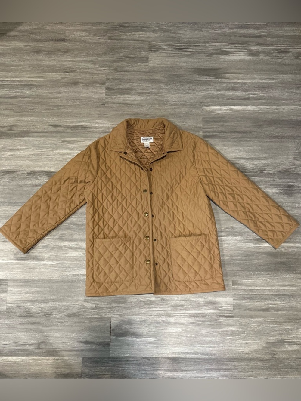 Pendleton Petite Barn Quilted Jacket Tan Medium